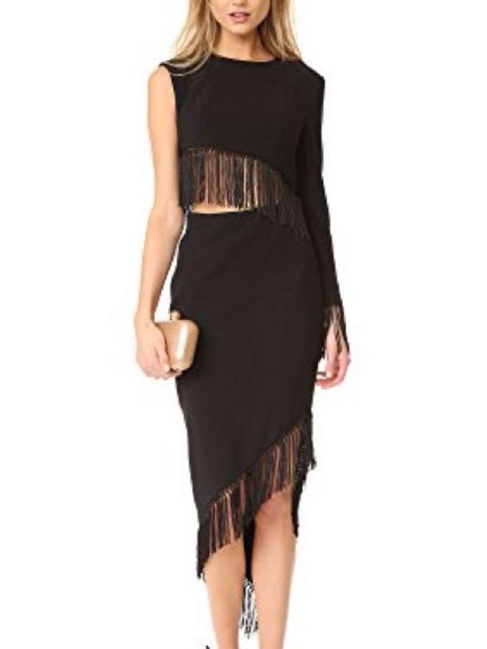 Misha Collection Women’s Lana Fringe Cutout Dress Cocktail Party in Black 4